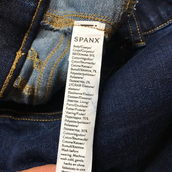 Spanx Womens Flared High Rise Denim Jean Dark Wash Stretch Waist Pull On 2X - Picture 4 of 12